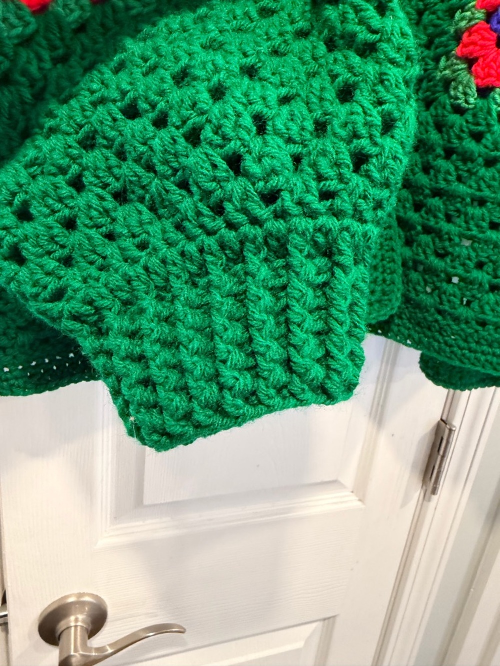 Handmade Crochet Granny Square One Size Cozy Cardigan Boho Chunky Knit Sweater - Picture 3 of 10